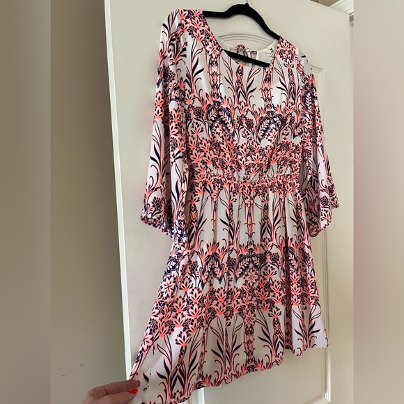 Pink Owl Boutique Fluorescent Orange and Pink Patterned Mini Dress Size Medium - Picture 7 of 14